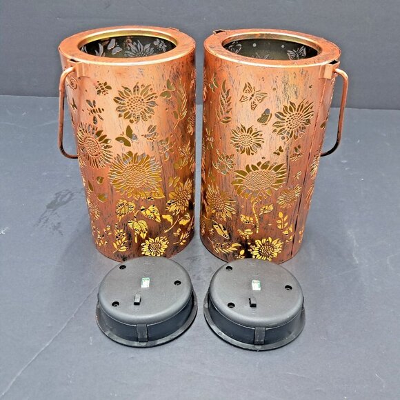 Sunflower Solar Lanterns-Set of 2- Hanging Light-LED-Outdoor Garden Lamp - Decor - Picture 6 of 9